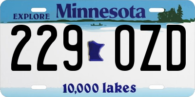 MN license plate 229OZD