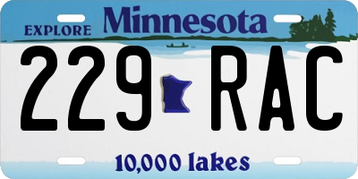 MN license plate 229RAC