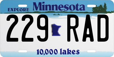 MN license plate 229RAD