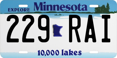 MN license plate 229RAI