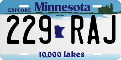 MN license plate 229RAJ