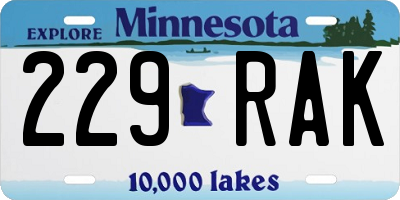 MN license plate 229RAK