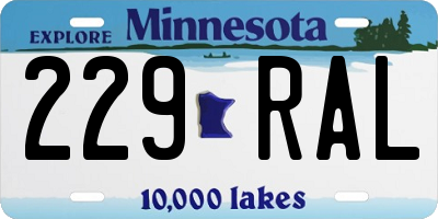MN license plate 229RAL