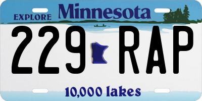 MN license plate 229RAP
