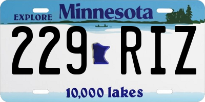 MN license plate 229RIZ