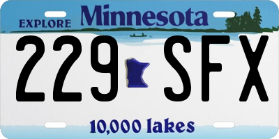 MN license plate 229SFX