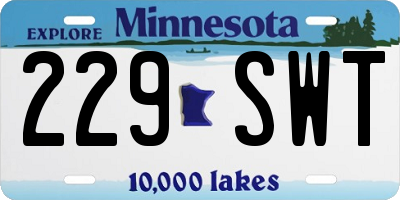 MN license plate 229SWT