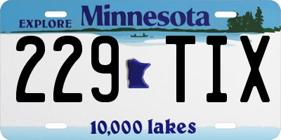 MN license plate 229TIX