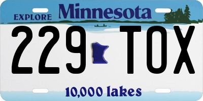 MN license plate 229TOX