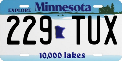 MN license plate 229TUX