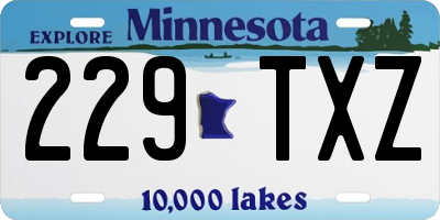 MN license plate 229TXZ