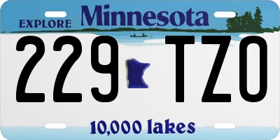 MN license plate 229TZO