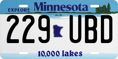 MN license plate 229UBD