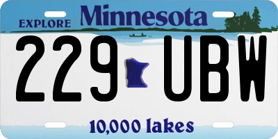 MN license plate 229UBW