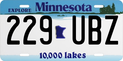 MN license plate 229UBZ