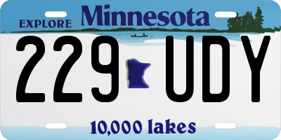 MN license plate 229UDY