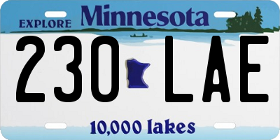 MN license plate 230LAE