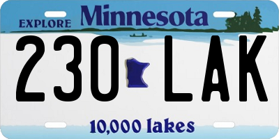 MN license plate 230LAK