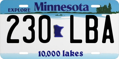 MN license plate 230LBA