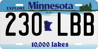 MN license plate 230LBB
