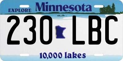 MN license plate 230LBC