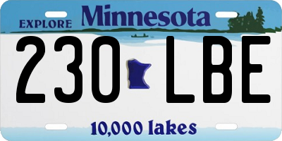 MN license plate 230LBE