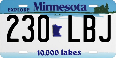 MN license plate 230LBJ