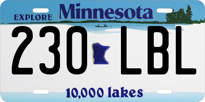 MN license plate 230LBL