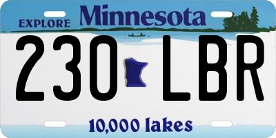 MN license plate 230LBR