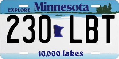 MN license plate 230LBT