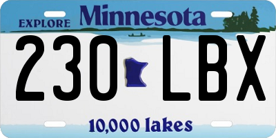 MN license plate 230LBX