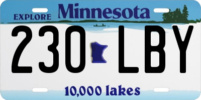 MN license plate 230LBY