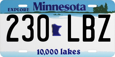 MN license plate 230LBZ