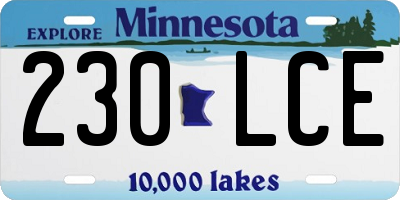 MN license plate 230LCE