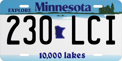 MN license plate 230LCI