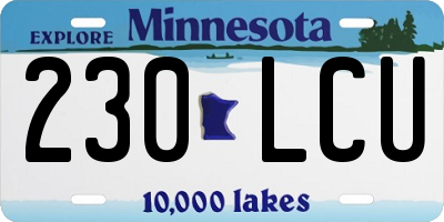 MN license plate 230LCU