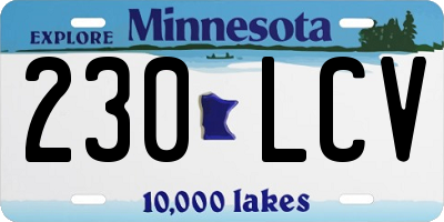 MN license plate 230LCV