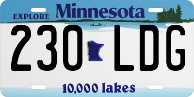 MN license plate 230LDG
