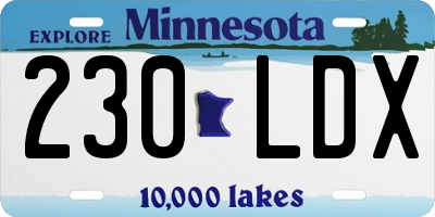 MN license plate 230LDX