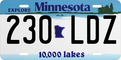 MN license plate 230LDZ