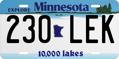 MN license plate 230LEK