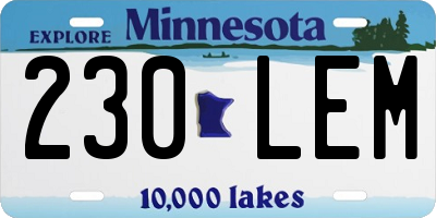 MN license plate 230LEM