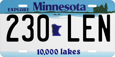 MN license plate 230LEN