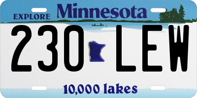 MN license plate 230LEW