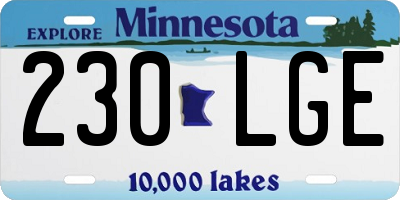 MN license plate 230LGE