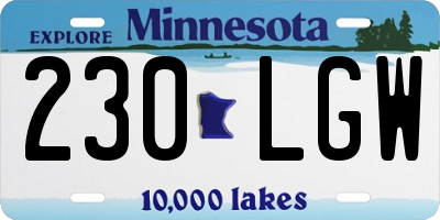 MN license plate 230LGW