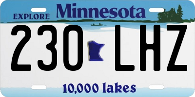 MN license plate 230LHZ