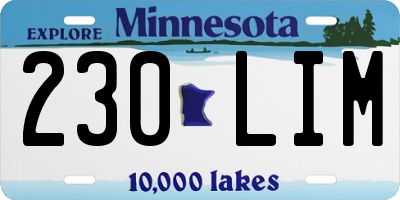 MN license plate 230LIM