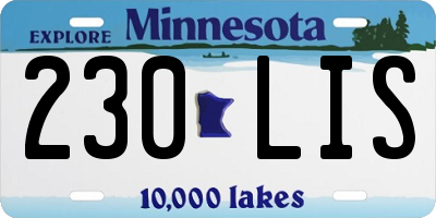 MN license plate 230LIS