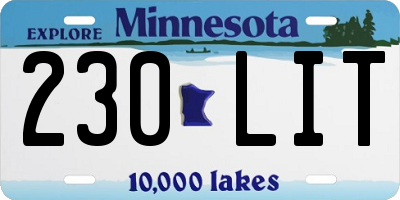MN license plate 230LIT